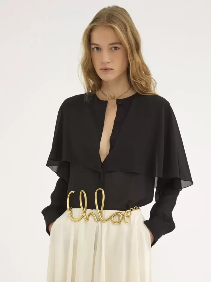 Blusa capa en georgette de seda Blusa capa en georgette de seda