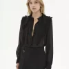 Blusa con volantes en georgette de seda Blusa con volantes en georgette de seda