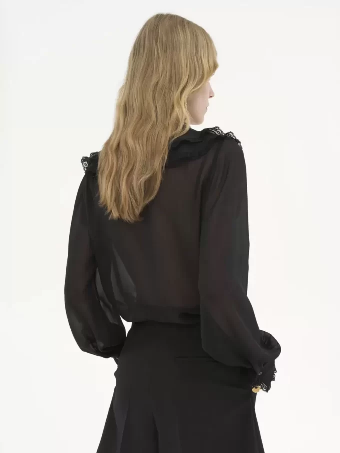 Blusa con volantes en georgette de seda Blusa con volantes en georgette de seda