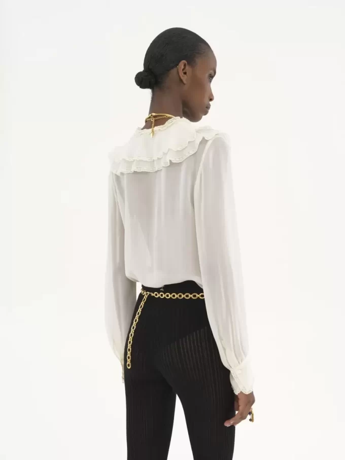 Blusa con volantes en georgette de seda Blusa con volantes en georgette de seda