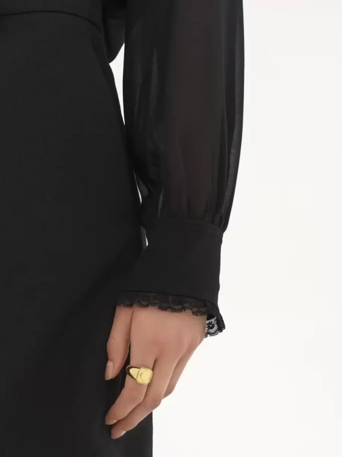 Blusa con volantes en georgette de seda Blusa con volantes en georgette de seda