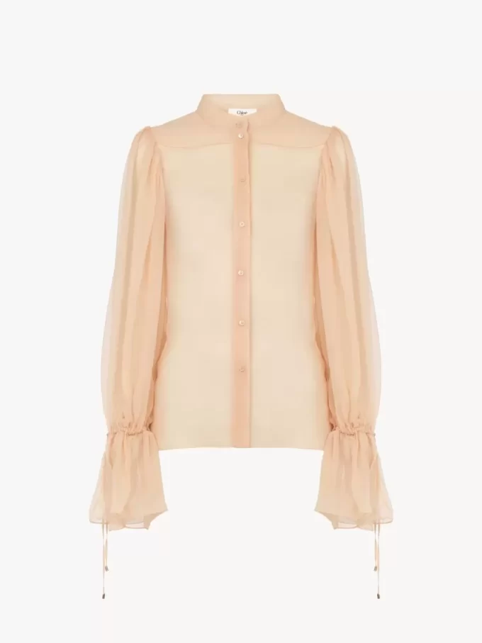 Blusa de mangas abullonadas en muselina de seda Blusa de mangas abullonadas en muselina de seda