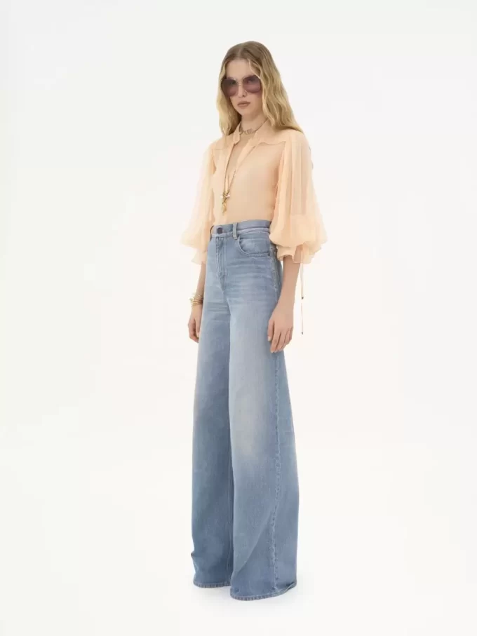 Blusa de mangas abullonadas en muselina de seda Blusa de mangas abullonadas en muselina de seda
