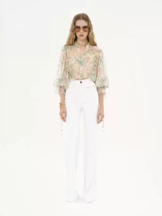 Blusa de mangas abullonadas en muselina de seda Blusa de mangas abullonadas en muselina de seda