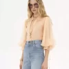 Blusa de mangas abullonadas en muselina de seda Blusa de mangas abullonadas en muselina de seda