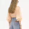 Blusa de mangas abullonadas en muselina de seda Blusa de mangas abullonadas en muselina de seda