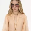 Blusa de mangas abullonadas en muselina de seda Blusa de mangas abullonadas en muselina de seda