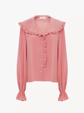 Blusa fluida con volantes en crepé de China Blusa fluida con volantes en crepé de China