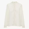 Blusa fluida de georgette de seda y encaje Blusa fluida de georgette de seda y encaje
