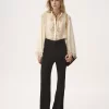 Blusa fluida de georgette de seda y encaje Blusa fluida de georgette de seda y encaje