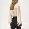 Blusa fluida de georgette de seda y encaje Blusa fluida de georgette de seda y encaje