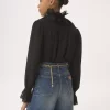 Blusa fluida de georgette de seda y encaje Blusa fluida de georgette de seda y encaje