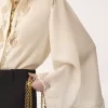 Blusa fluida de georgette de seda y encaje Blusa fluida de georgette de seda y encaje