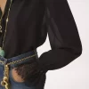 Blusa fluida de georgette de seda y encaje Blusa fluida de georgette de seda y encaje