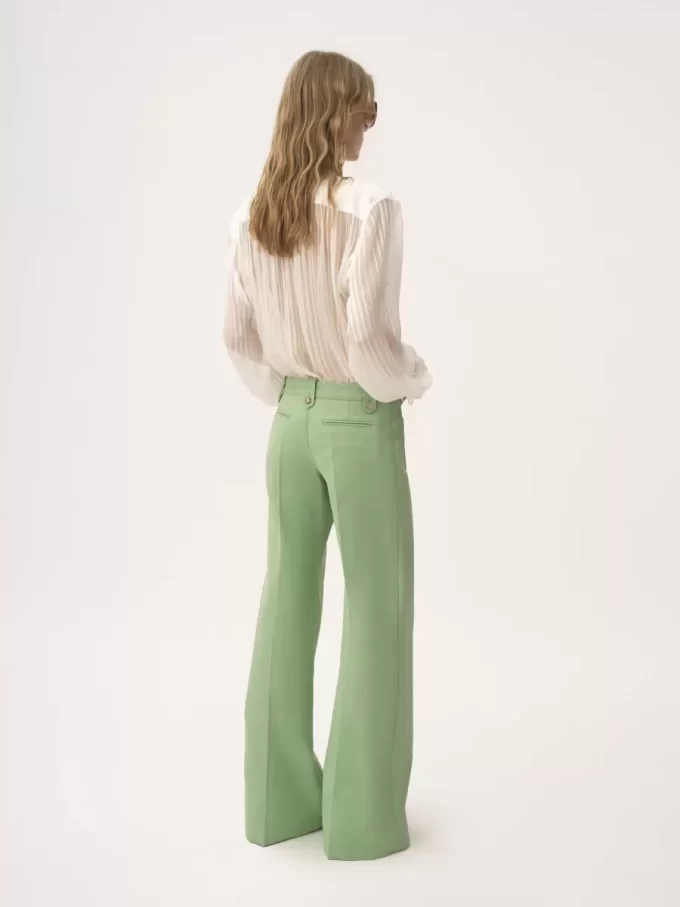 Blusa fruncida en muselina de seda y encaje Blusa fruncida en muselina de seda y encaje