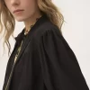 Blusa lavallière maxi fruncida de crepé de China Blusa lavallière maxi fruncida de crepé de China