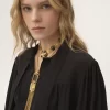 Blusa lavallière maxi fruncida de crepé de China Blusa lavallière maxi fruncida de crepé de China