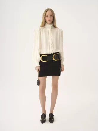 Blusa oversize con volantes en jacquard de seda Blusa oversize con volantes en jacquard de seda