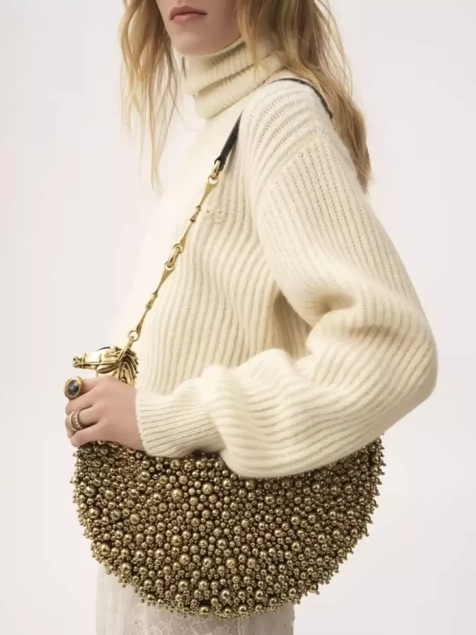 Bolso de hombro Chain Horse en piel de ante con cuentas Bolso de hombro Chain Horse en piel de ante con cuentas