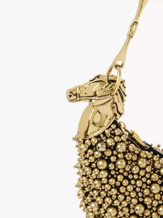Bolso de hombro Chain Horse en piel de ante con cuentas Bolso de hombro Chain Horse en piel de ante con cuentas
