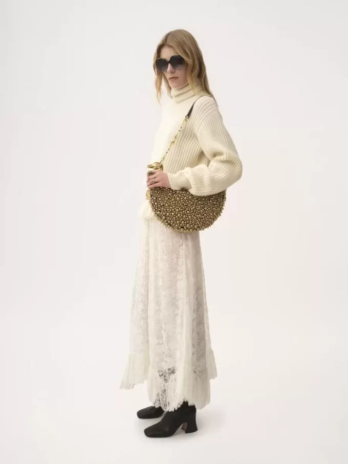 Bolso de hombro Chain Horse en piel de ante con cuentas Bolso de hombro Chain Horse en piel de ante con cuentas