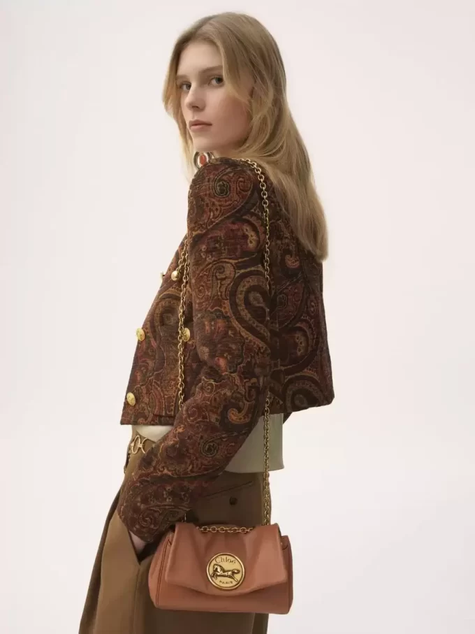 Bolso de hombro pequeño Chloé Heritage de piel granulada Bolso de hombro pequeño Chloé Heritage de piel granulada