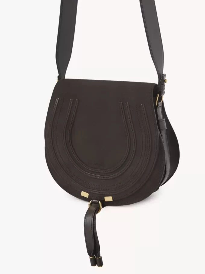Bolso de sillín Marcie en piel de ante Bolso de sillín Marcie en piel de ante