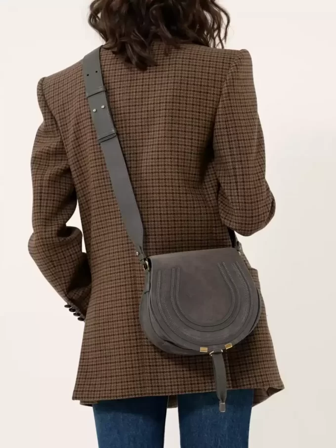 Bolso de sillín Marcie en piel de ante Bolso de sillín Marcie en piel de ante