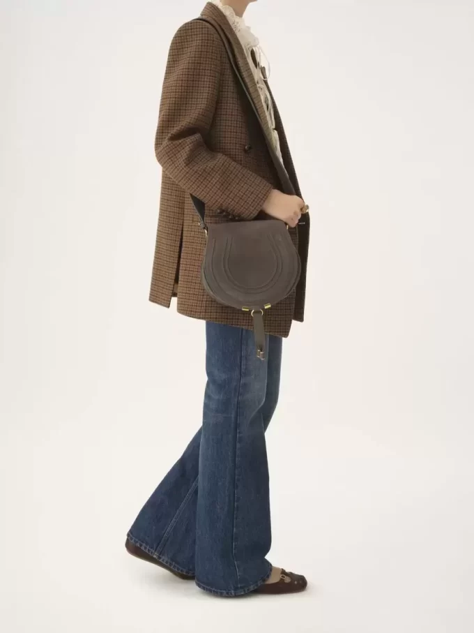 Bolso de sillín Marcie en piel de ante Bolso de sillín Marcie en piel de ante