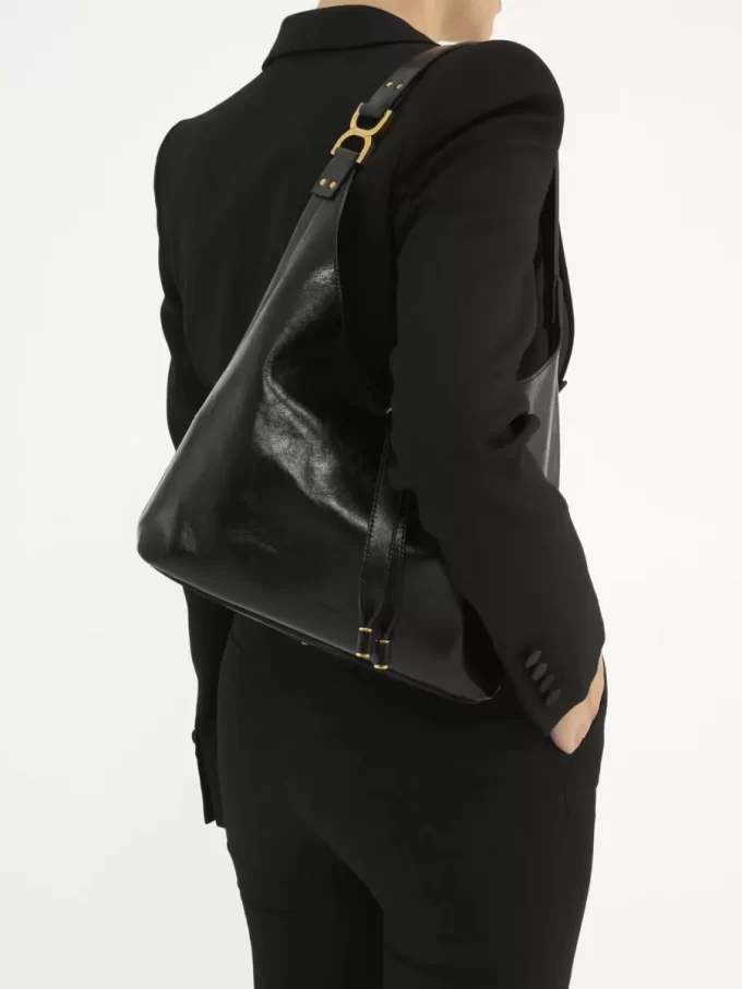 Bolso hobo pequeño Marcie en piel brillante Bolso hobo pequeño Marcie en piel brillante
