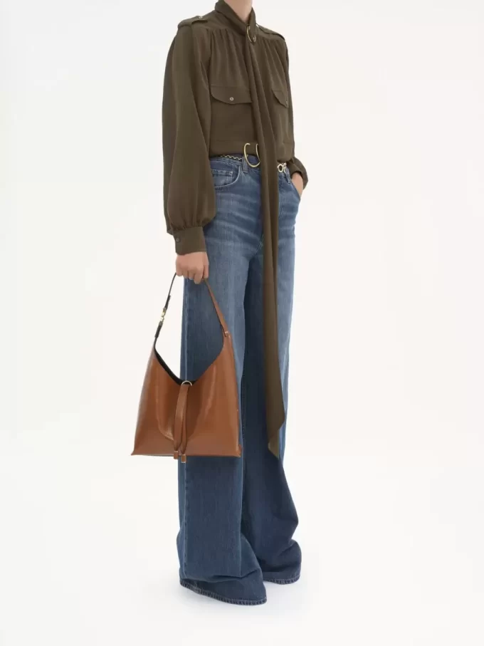 Bolso hobo pequeño Marcie en piel brillante Bolso hobo pequeño Marcie en piel brillante