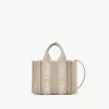 Bolso tote Mini Woody en lino y piel Bolso tote Mini Woody en lino y piel