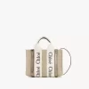Bolso tote Mini Woody en lino y piel Bolso tote Mini Woody en lino y piel