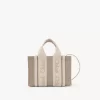 Bolso tote Mini Woody en lino y piel Bolso tote Mini Woody en lino y piel