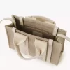 Bolso tote Mini Woody en lino y piel Bolso tote Mini Woody en lino y piel