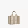 Bolso tote Mini Woody en lino y piel Bolso tote Mini Woody en lino y piel