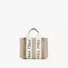 Bolso tote Mini Woody en lino y piel Bolso tote Mini Woody en lino y piel