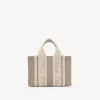 Bolso tote Mini Woody en lino y piel Bolso tote Mini Woody en lino y piel