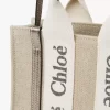 Bolso tote Mini Woody en lino y piel Bolso tote Mini Woody en lino y piel