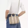 Bolso tote Mini Woody en lino y piel Bolso tote Mini Woody en lino y piel