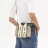 Bolso tote Mini Woody en lino y piel Bolso tote Mini Woody en lino y piel