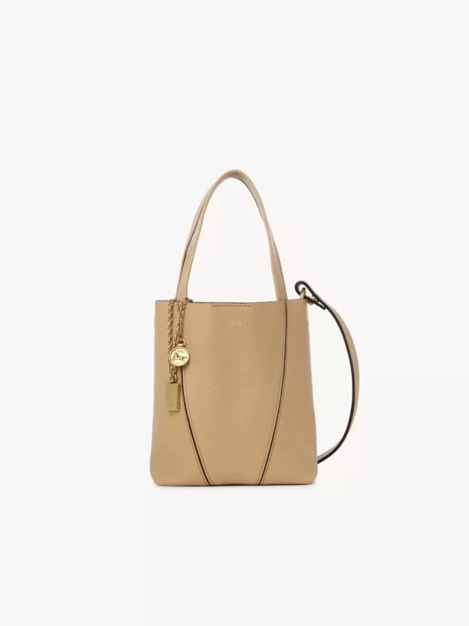 Bolso tote pequeño Chloé Spin de piel granulada Bolso tote pequeño Chloé Spin de piel granulada