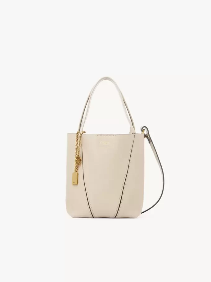 Bolso tote pequeño Chloé Spin de piel granulada Bolso tote pequeño Chloé Spin de piel granulada