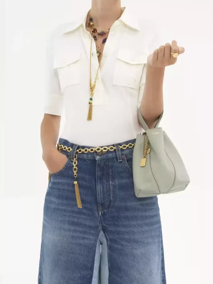 Bolso tote pequeño Chloé Spin de piel granulada Bolso tote pequeño Chloé Spin de piel granulada