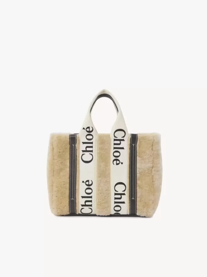 Bolso tote pequeño Woody de piel de oveja Bolso tote pequeño Woody de piel de oveja
