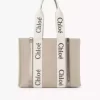 Bolso tote Woody en lino y piel Bolso tote Woody en lino y piel