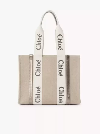 Bolso tote Woody en lino y piel Bolso tote Woody en lino y piel