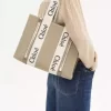 Bolso tote Woody en lino y piel Bolso tote Woody en lino y piel