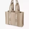 Bolso tote Woody en lino y piel Bolso tote Woody en lino y piel