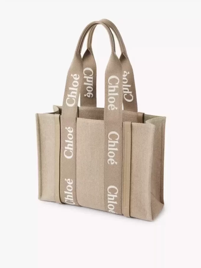 Bolso tote Woody en lino y piel Bolso tote Woody en lino y piel